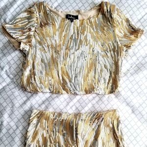 Silver and Gold sequin skirt set